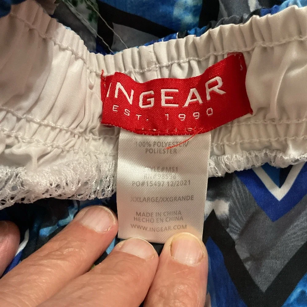 Ingear Swim Mens Blue Board Shorts Swim Trunks Mesh Lined XXL MS1 Geo Surf